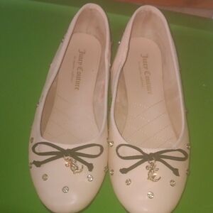 Juicy Couture Cream Flats with Black Bow